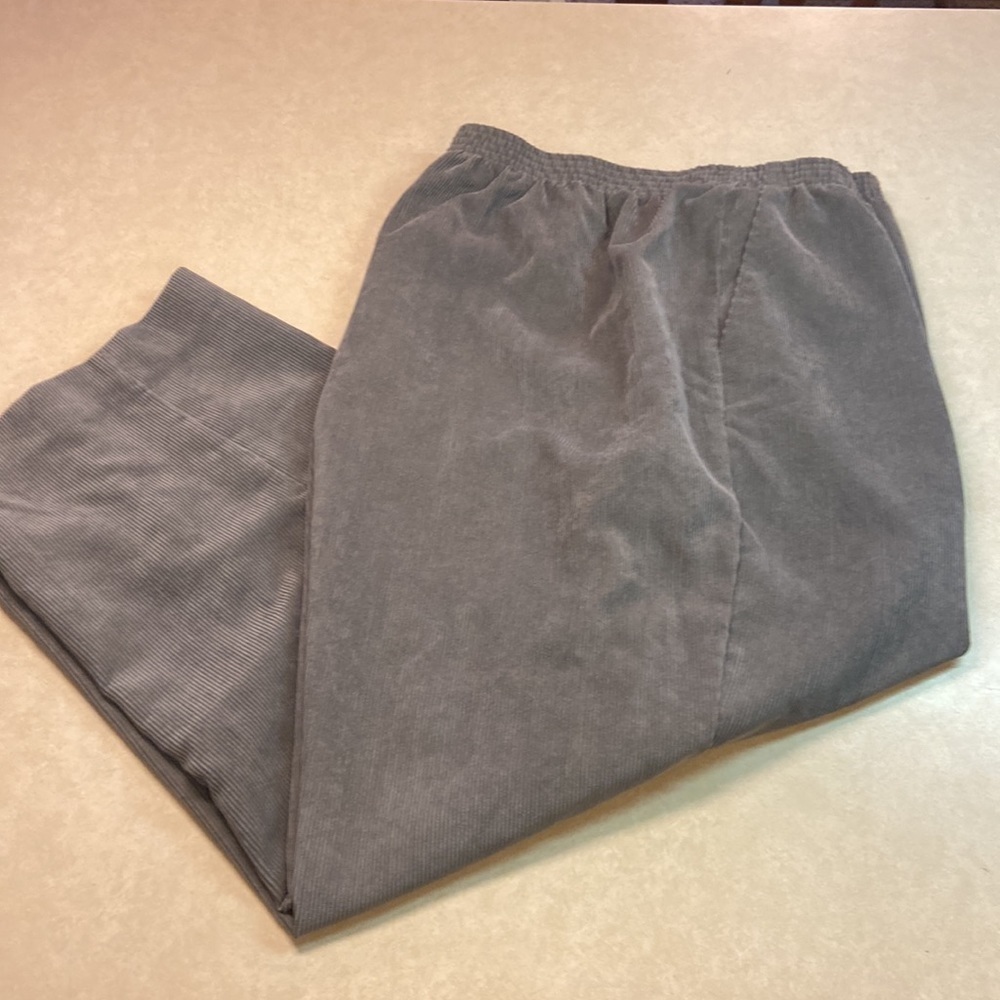 Alfred Dunner Grey Plus Size Corduroy Trouser Pant